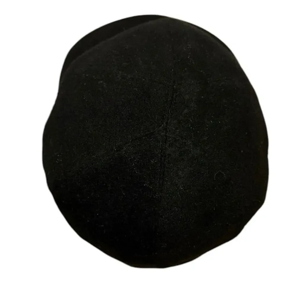 Bloomingdale’s Black 100% Cashmere Earflap Cadet Cap Military Hat OS